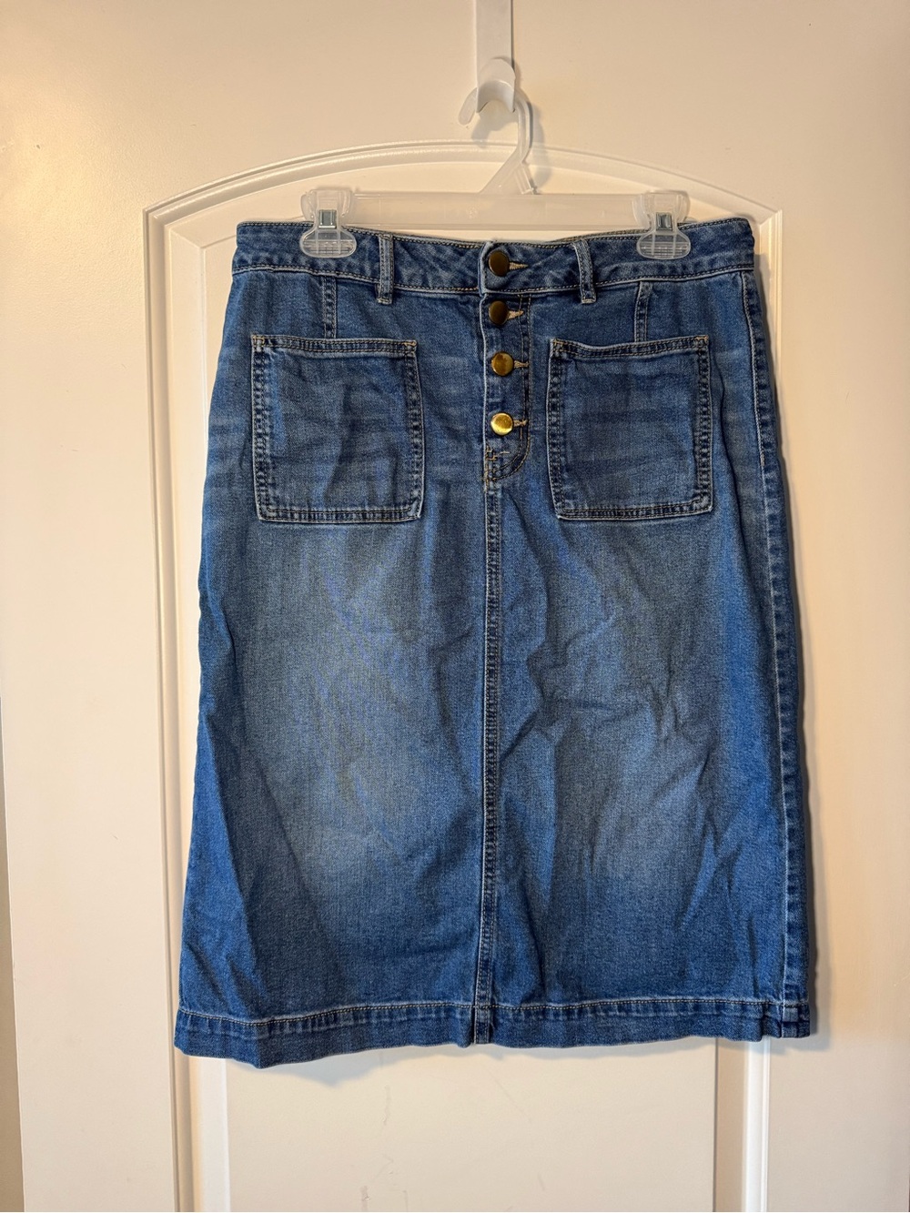 Cato Blue Button-Front Midi Denim Skirt